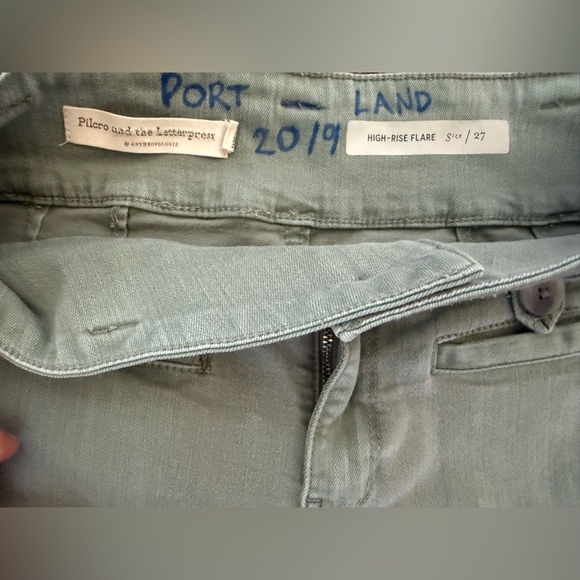 Pilcro high rise flare pants women’s size 27 green distressed wide leg stretchy - Picture 10 of 10